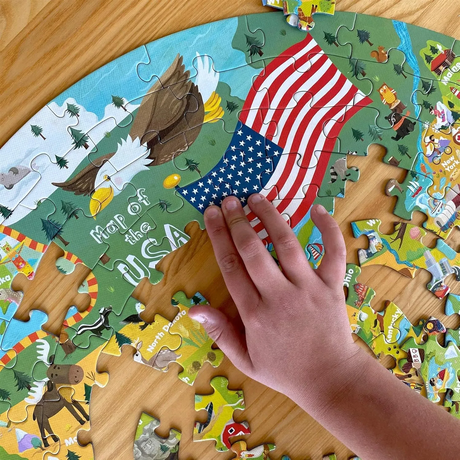 USA State Map Jigsaw Puzzles - 150 Piece Map of The USA Puzzle for Kids from 100% Recycled Card - Puzzle of USA Map for Kids Learning Resources - for Children Ages 5  by boppi