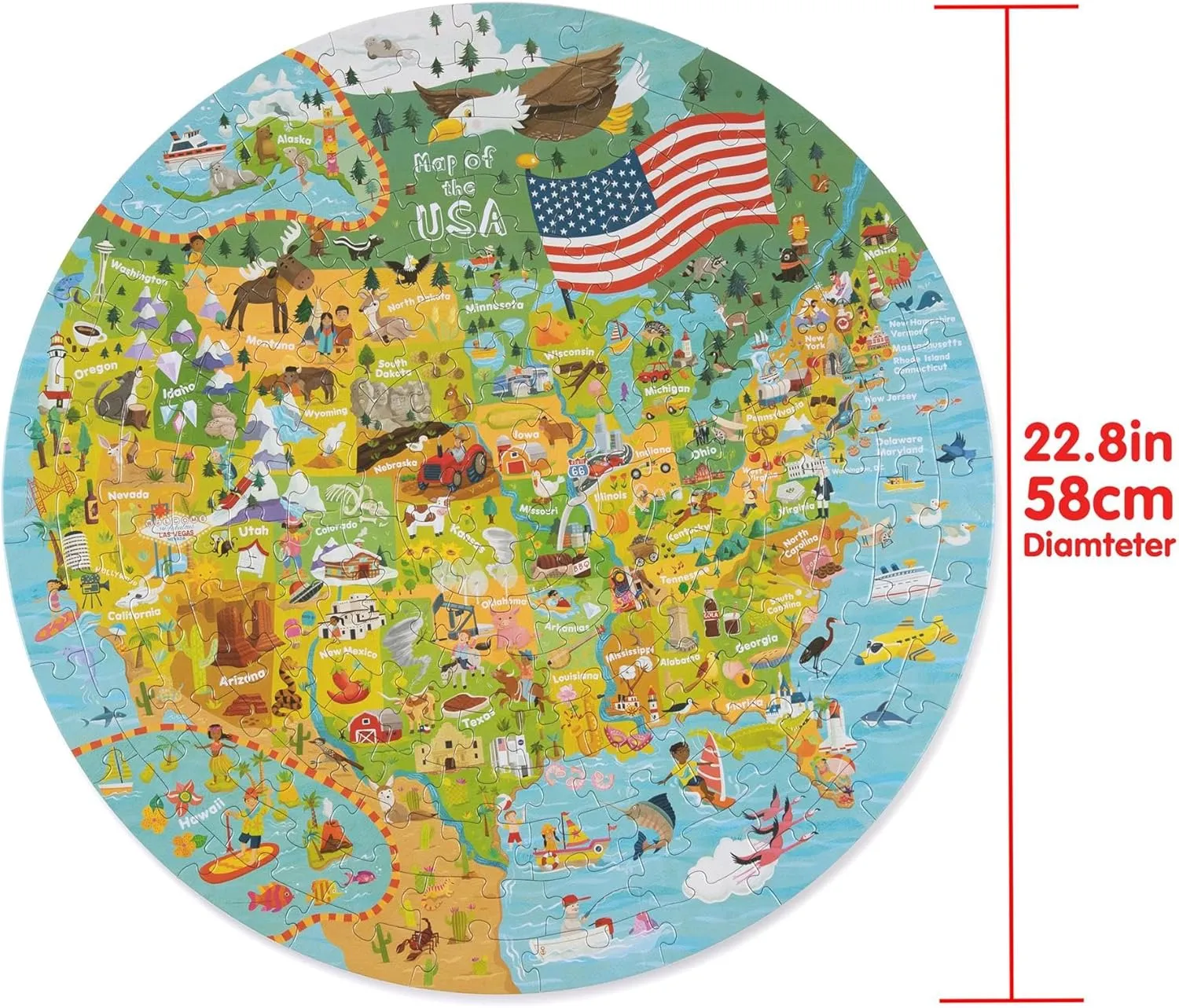 USA State Map Jigsaw Puzzles - 150 Piece Map of The USA Puzzle for Kids from 100% Recycled Card - Puzzle of USA Map for Kids Learning Resources - for Children Ages 5  by boppi
