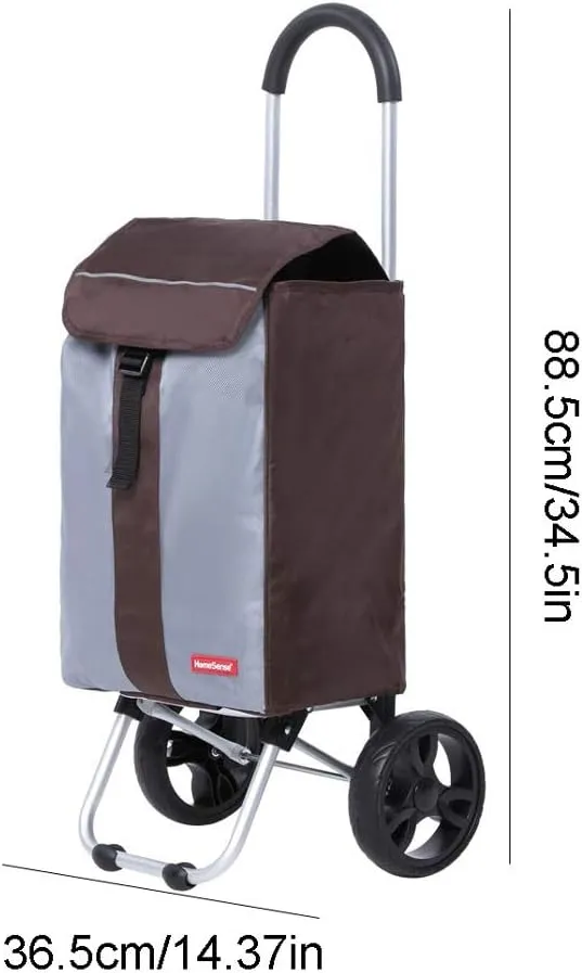 Utility Shopping Cart Shopping Trolley Aluminum Retro Foldable Miscellaneous Truck with Wheels Portable Trolley Black 34.9 * 14.4 * 12.4 Inches Portable Grocery Cart to Save Space