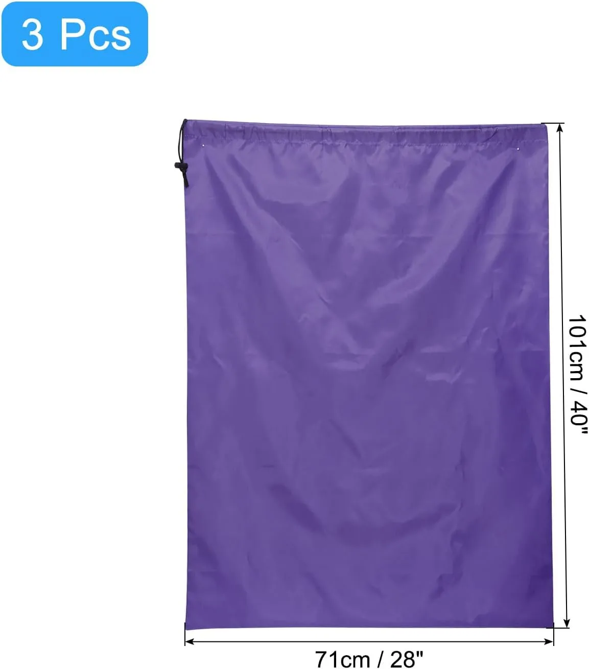 uxcell 3pcs Laundry Bag With Drawstring Closure 28" x 40" Extra Large Heavy Duty Clothes Bag for College Dorm Camp Travel Trip Storage, Purple