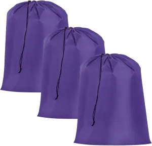 uxcell 3pcs Laundry Bag With Drawstring Closure 28" x 40" Extra Large Heavy Duty Clothes Bag for College Dorm Camp Travel Trip Storage, Purple