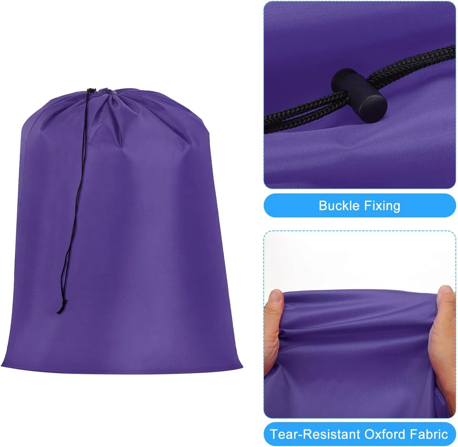 uxcell 3pcs Laundry Bag With Drawstring Closure 28" x 40" Extra Large Heavy Duty Clothes Bag for College Dorm Camp Travel Trip Storage, Purple