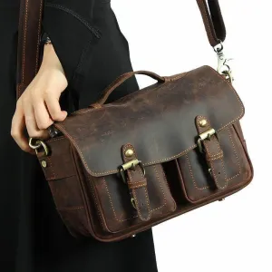 VacationGrabs Leather Messenger Bag for Photography