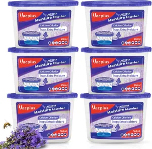 Vacplus Moisture Absorbers 6 pack, 10.5Oz Portable Humidity Absorber Boxes for Your Bathroom, Closet & Car, Dehumidifier with Lavender Fragrance, Purple