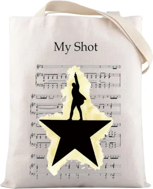VAMSII Musical Theatre Lover Merch My Shot Lyric Inspired Tote Bag Musical Theatre Lover Fan Gifts Theatre Lover Gifts
