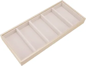 Velvet Glasses Box Tray, Stackable Glasses Display Tray Jewelry Organizer Trays for Glasses and Watch Holder Organizer Tray (Beige)