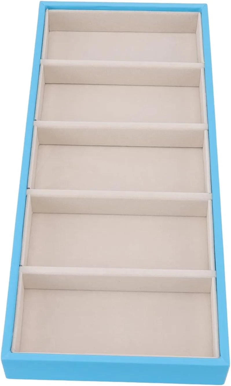 Velvet Glasses Box Tray, Stackable Glasses Display Tray Jewelry Organizer Trays for Glasses and Watch Holder Organizer Tray (Light Blue)