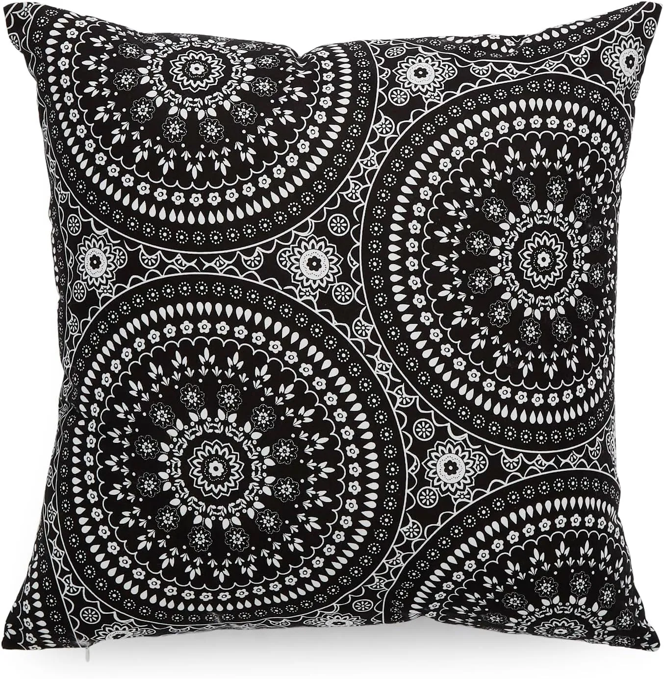 Vera Bradley Women's Cotton Decorative Throw Pillow Cover With Hypoallergenic Insert, Black Bandana Medallion, One Size