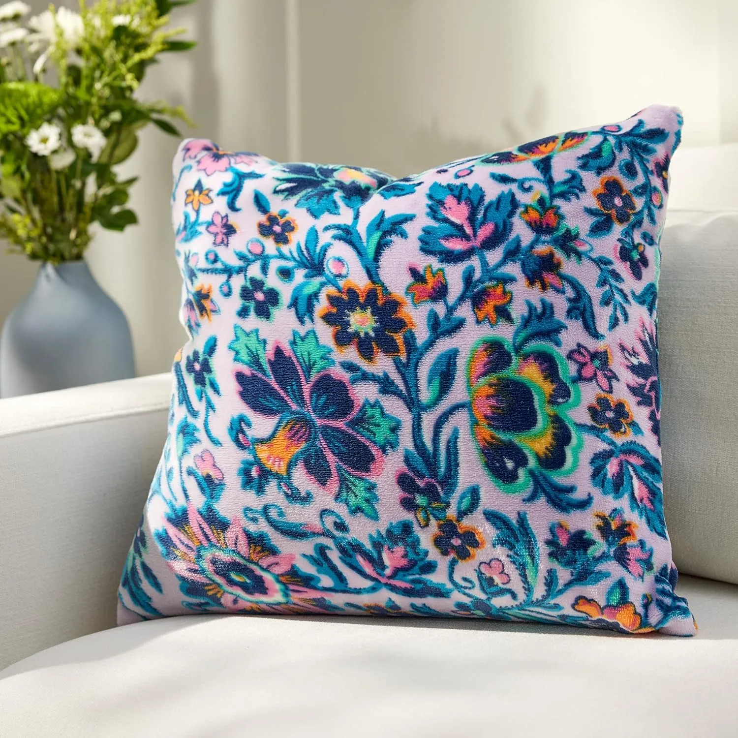 Vera Bradley Women's Decorative Throw Pillow With Removeable Hypoallergenic Insert, Cloud Vine Multi, One Size
