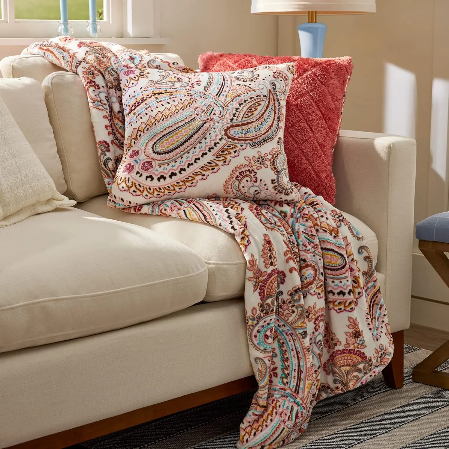 Vera Bradley Women's Decorative Throw Pillow With Removeable Hypoallergenic Insert, Cloud Vine Multi, One Size