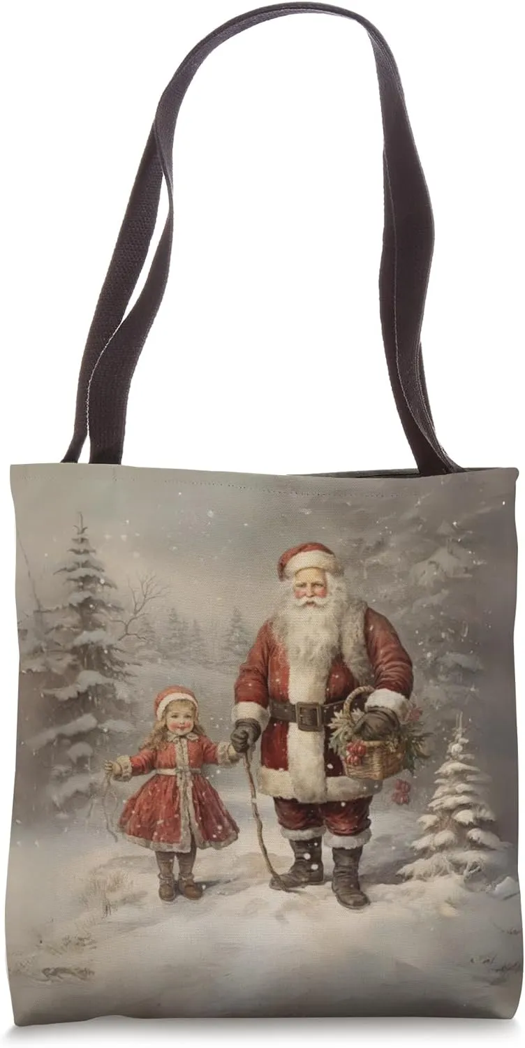 Victorian Vintage Christmas Santa Clause Tote Bag