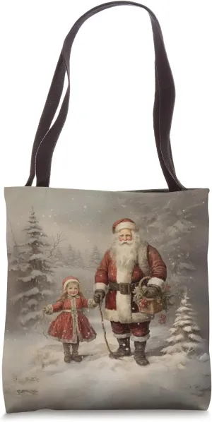 Victorian Vintage Christmas Santa Clause Tote Bag