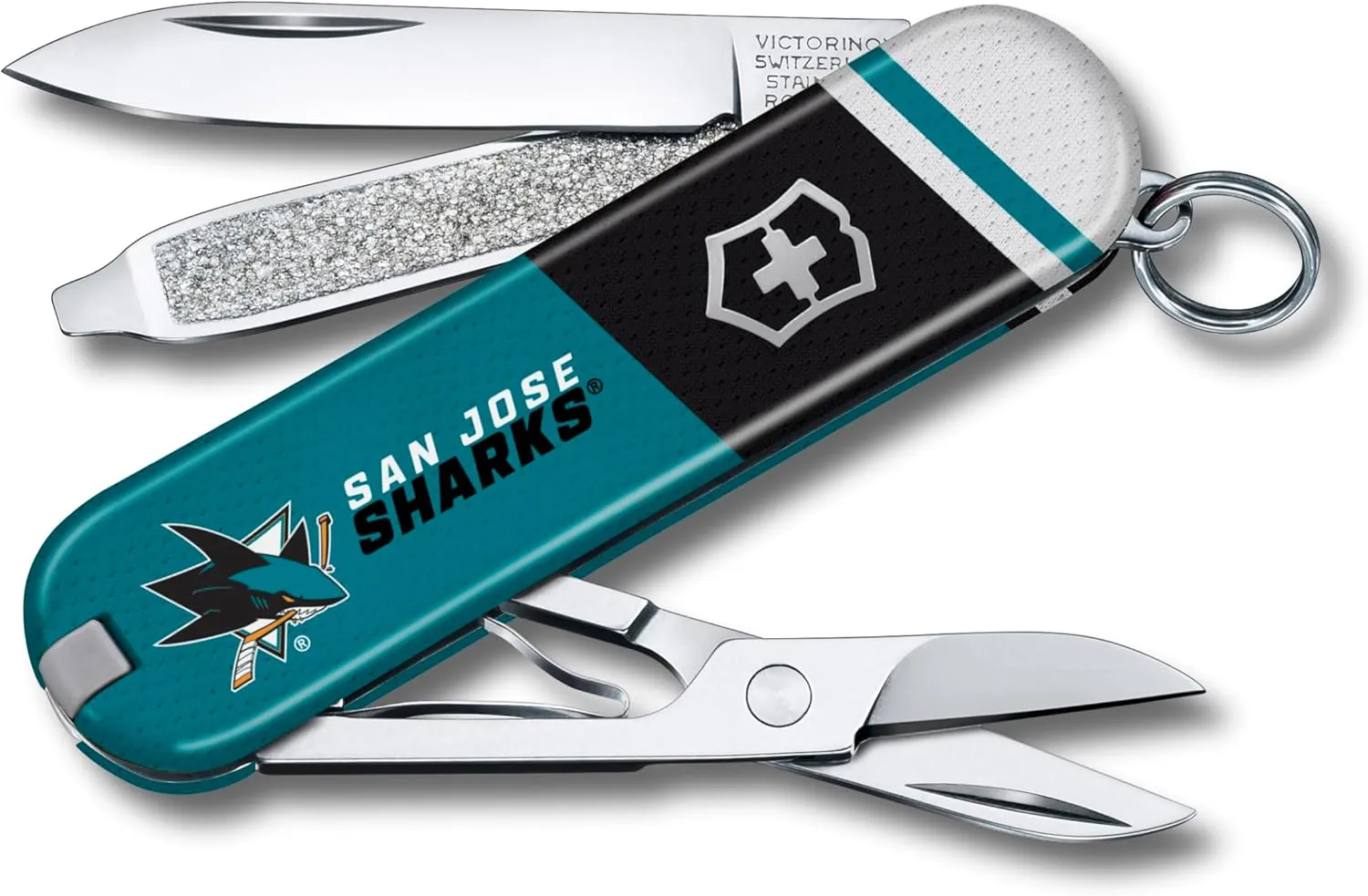 Victorinox Classic SD Swiss Army Knife – Compact 7 Function Swiss Made Pocket Knife with Small Blade, Screwdriver and Key Ring – San Jose Sharks