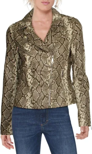 Vigoss Womens Faux Leather Lightweight Motorcycle Jacket Taupe S