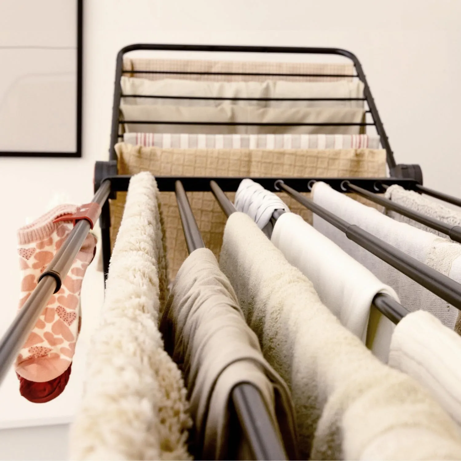 Vileda Infinity Flex Ultimate Extendable Telescopic Frame Clothes Airer for Large Textiles Sturdy Frame Less Marks on Clothes Thanks to XXL Drying Rods Pre-Assembled Clothes Airer