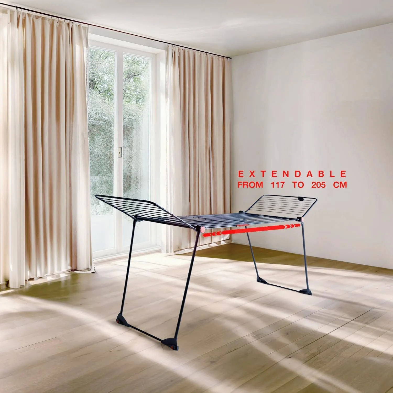 Vileda Infinity Flex Ultimate Extendable Telescopic Frame Clothes Airer for Large Textiles Sturdy Frame Less Marks on Clothes Thanks to XXL Drying Rods Pre-Assembled Clothes Airer