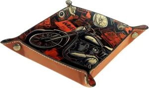 Vintage Red Motorcycle Stacking Jewelry Organizer Trays, Small Desk Drawer Earring and Bracelet Tray, Key and Decorative Ring Storage, Perfect Jewelry Drawer Organizer for Women and Girls