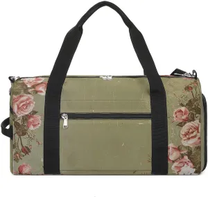 Vintage Scrapbook Rose Gym Bag for Men Women Water Resistant Duffle Bag Travel Lightweight Bag for Travel Sports