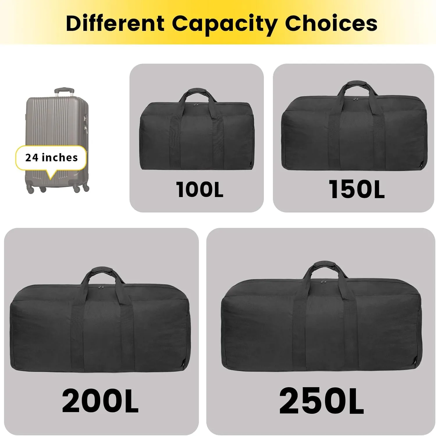 Vorspack Extra Large Duffle Bag for Travel - 150L Duffel Bag for Men Gear Bag for Storage Foldable Weekender Bag for Overnight Camping - Black