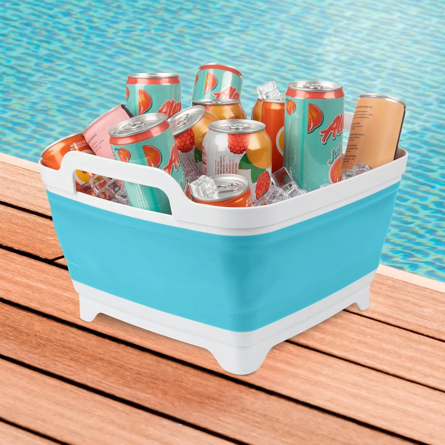 Wakeman Collapsible Wash Basin - 9L Portable Sink with Drain - Plastic Tub Dish Pan for Camping, Handwashing Laundry, or Dishes Outdoors (Blue)