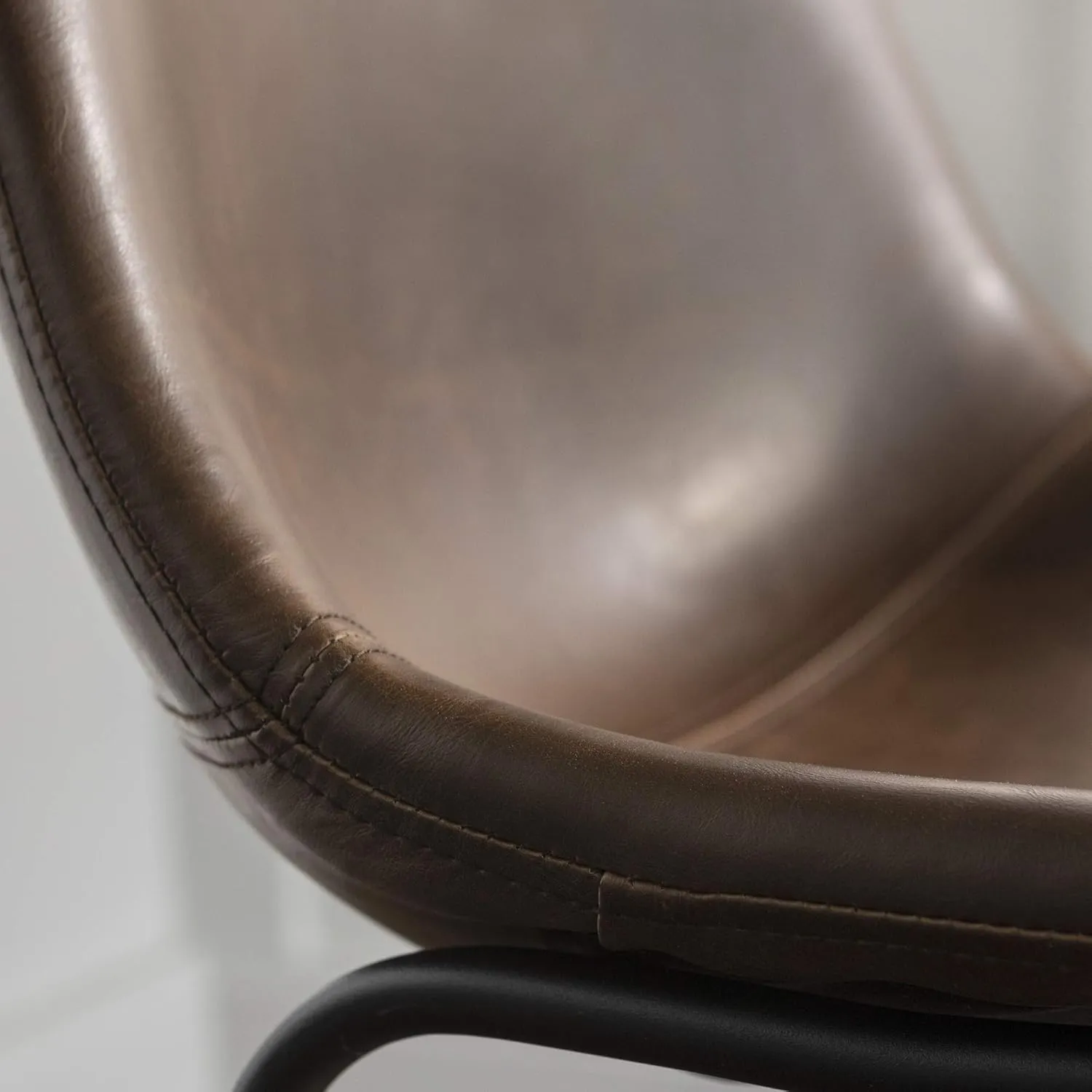 Walker Edison Douglas Urban Industrial Faux Leather Armless Counter Chairs, Set of 2, Brown
