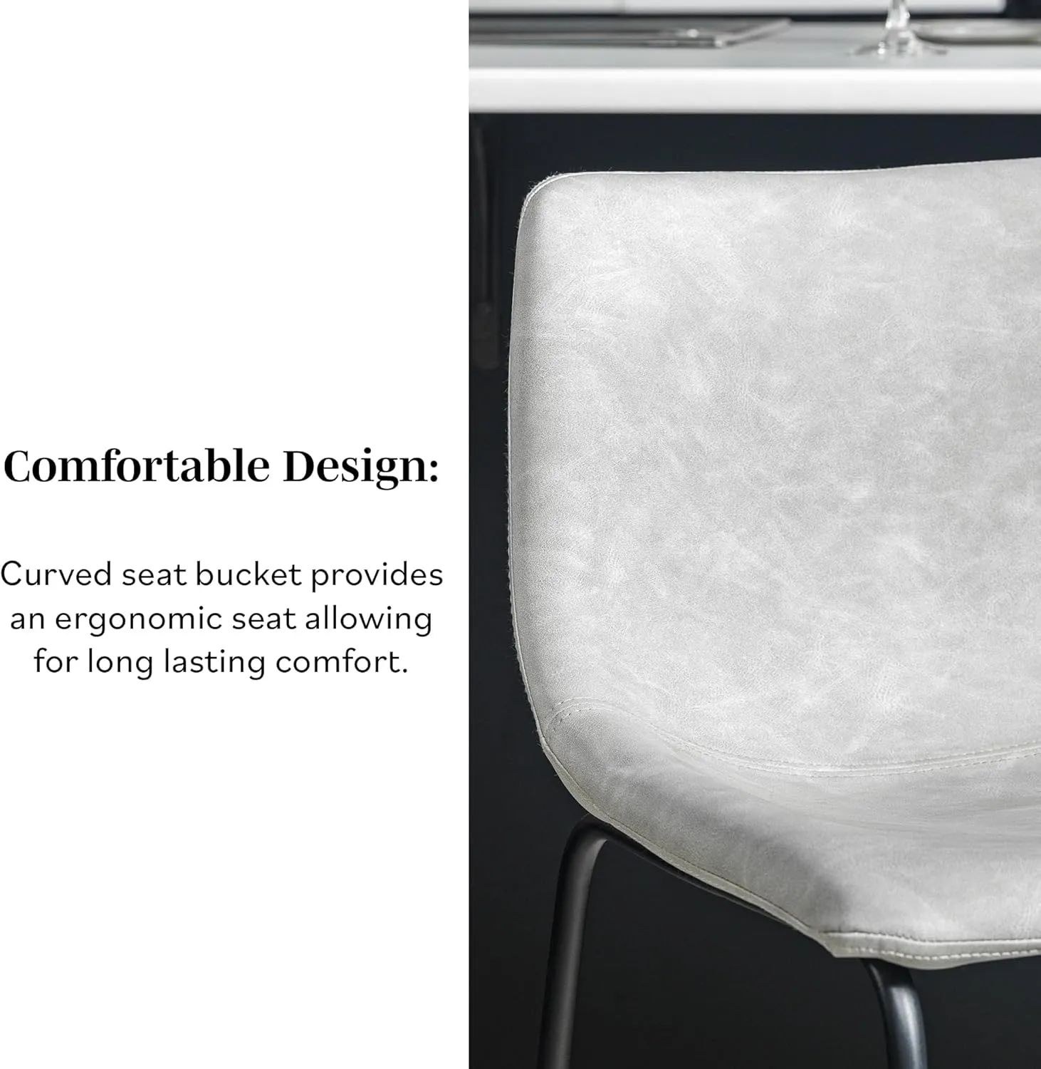 Walker Edison Douglas Urban Industrial Faux Leather Armless Counter Chairs, Set of 2, Grey