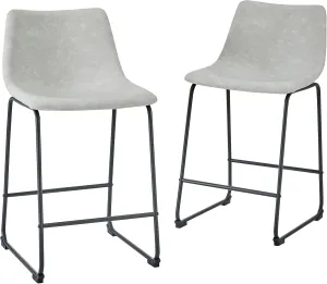 Walker Edison Douglas Urban Industrial Faux Leather Armless Counter Chairs, Set of 2, Grey