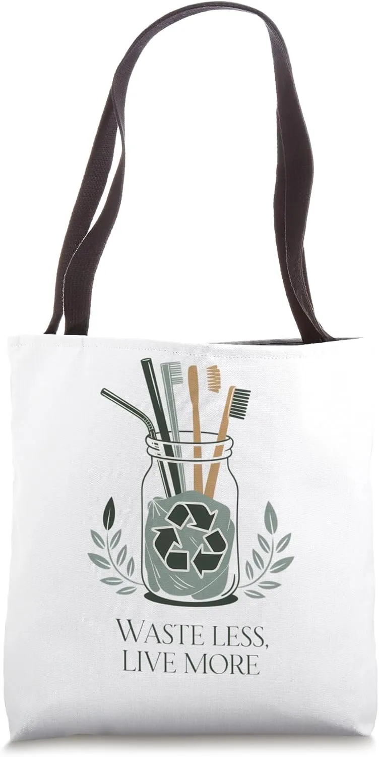 Waste Less Live More Zero-Waste Lifestyle Tote Bag