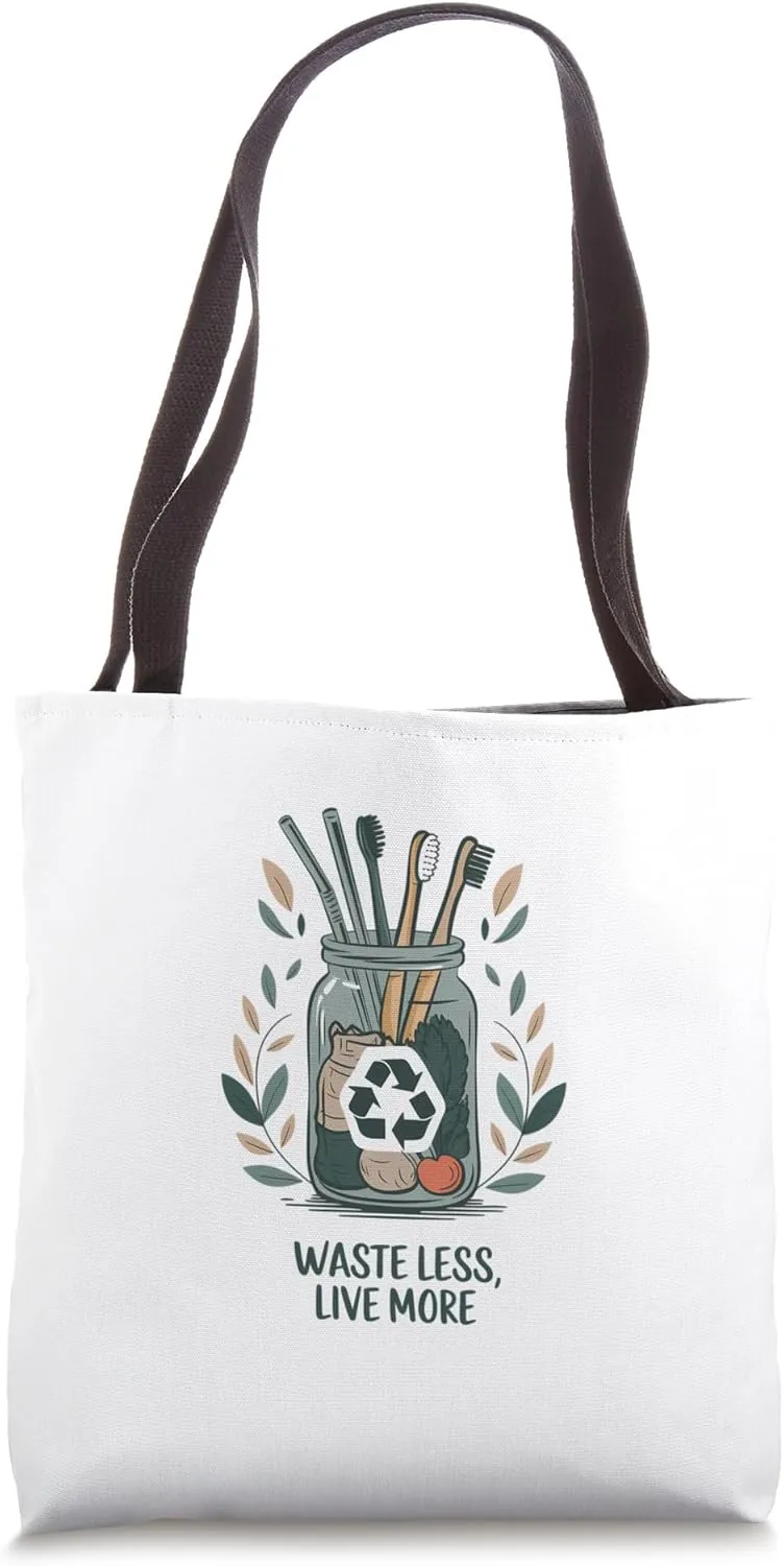 Waste Less Live More Zero-Waste Lifestyle Tote Bag