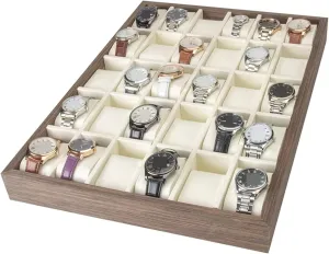 Watch Roll Watch Case Watch Stand Watch Box Watch Display Organizer Wood 30 Slots Watch Tray Organizer Box Stackable Jewelry Holder Storage Display Watch Winder Watch Organizer