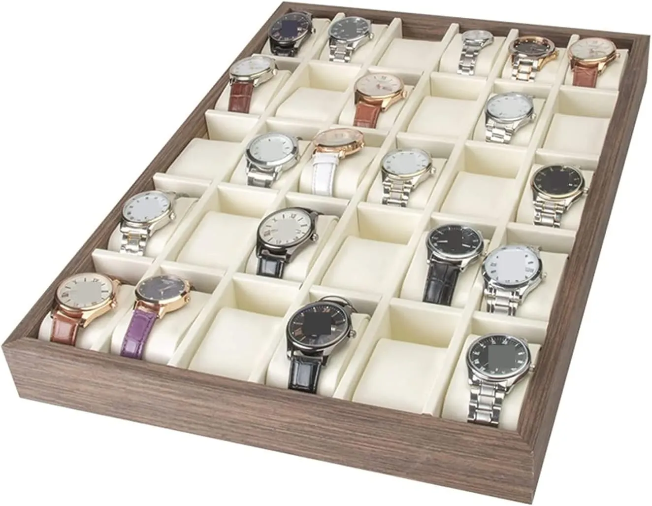 Watch Roll Watch Case Watch Stand Watch Box Watch Display Organizer Wood 30 Slots Watch Tray Organizer Box Stackable Jewelry Holder Storage Display Watch Winder Watch Organizer