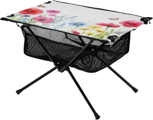 Watercolor Flowers Folding Camping Table Portable Camping Table with Carry Bag for Outdoor Picnic Beach BBQ