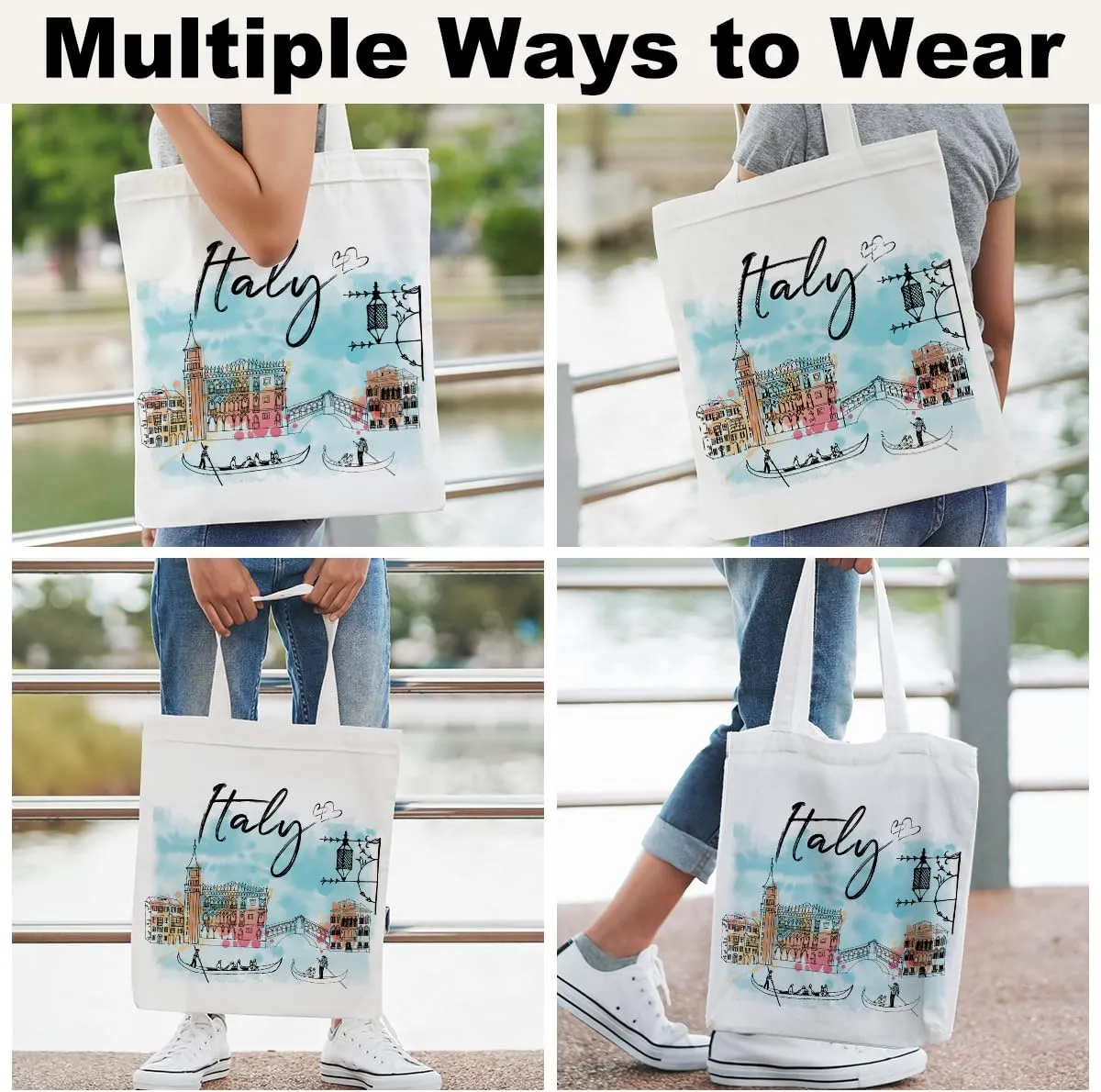 Watercolor New York Paris Chicago Nashville Italy California Lover Gifts Tote Bag Beach Bag Travel Souvenir Gift