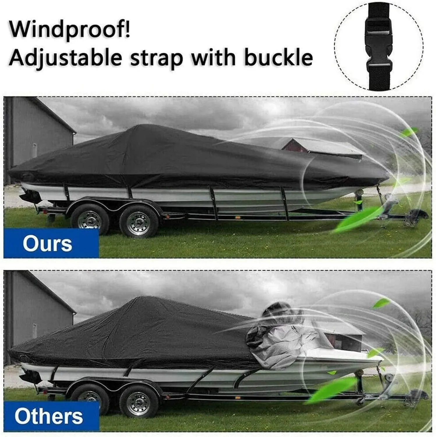 Waterproof T Top Boat Cover, 420D Oxford Waterproof and Tear Resistant Sun Proof UV Protection Trailerable Boat Cover, for Runabout Jumbo Boat Fishing Boat Covers,Grey,17~19FT:600 * 230CM