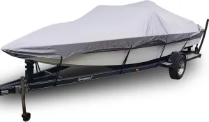Waterproof T Top Boat Cover, 420D Oxford Waterproof and Tear Resistant Sun Proof UV Protection Trailerable Boat Cover, for Runabout Jumbo Boat Fishing Boat Covers,Grey,17~19FT:600 * 230CM