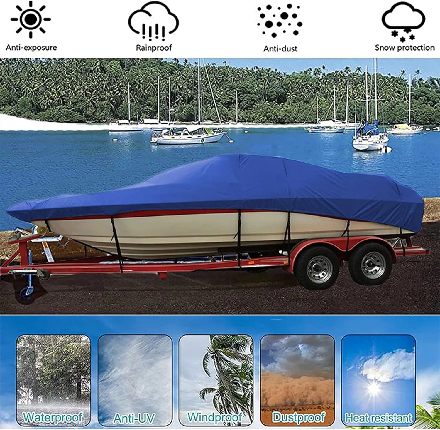 Waterproof T Top Boat Cover, 420D Oxford Waterproof and Tear Resistant Sun Proof UV Protection Trailerable Boat Cover, for Runabout Jumbo Boat Fishing Boat Covers,Grey,17~19FT:600 * 230CM