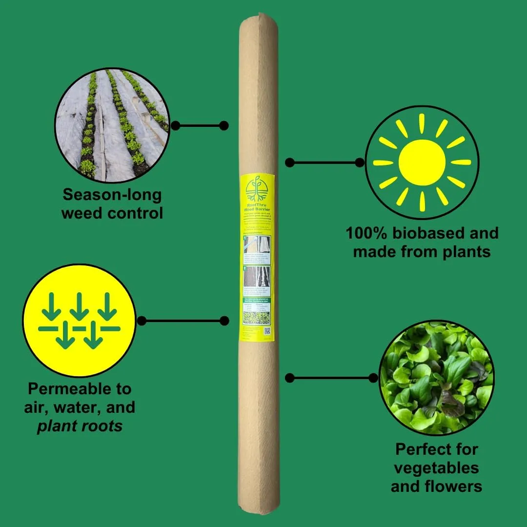 Weed Barrier, 4FTx50FT, Natural, Eco-Friendly, Non-Toxic, Landscape Fabric, Garden Ground Cover, Agricultural Mulch, Gardening Weed Mat, Geotextile Fabric, Weed Blocker