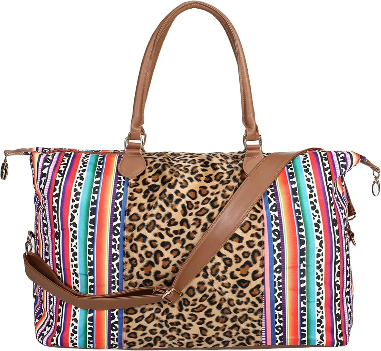 Weekender Bag Duffle Bag For Women Large Travel Tote Bag Overnight Weekend Bags With Shoulder Strap Cow Leopard Atzec…