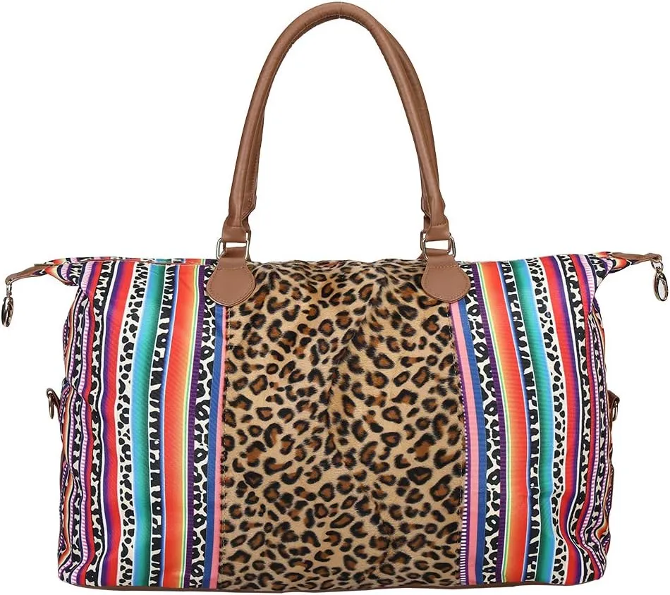 Weekender Bag Duffle Bag For Women Large Travel Tote Bag Overnight Weekend Bags With Shoulder Strap Cow Leopard Atzec…