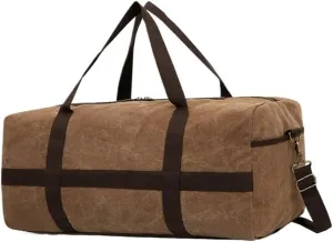 Weekender Bag Vintage Canvas Duffle With Suitcase Handle Sleeve Adjustable Shoulder Strap Business