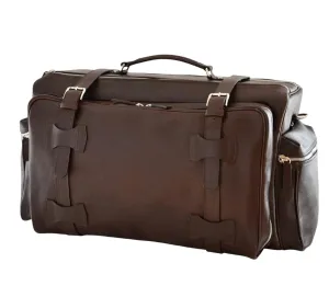 Weekender Jones Leather Duffle Bag | Handmade to Order in Italy, Soft Pebble-Grain Leather Luxury Travel Bag, Shoulder Strap Included (Dark Brown)