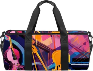 Weekender Travel Bag,Small Gym Bag,Abstract Jazz Art Music Instruments,Gym Duffle Bag