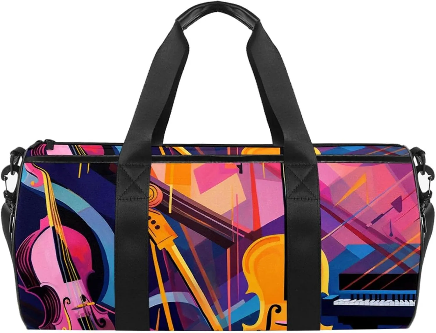 Weekender Travel Bag,Small Gym Bag,Abstract Jazz Art Music Instruments,Gym Duffle Bag