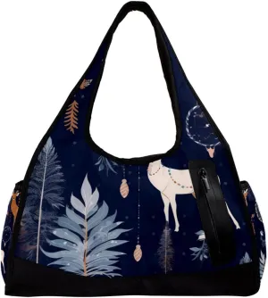 Weekender Travel Bag,Small Gym Bag,Bohemia Feather Deer Dream Catcher,Gym Duffle Bag
