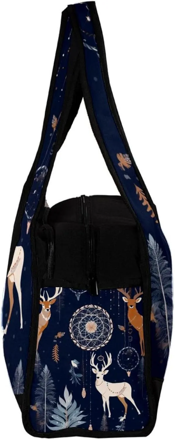 Weekender Travel Bag,Small Gym Bag,Bohemia Feather Deer Dream Catcher,Gym Duffle Bag