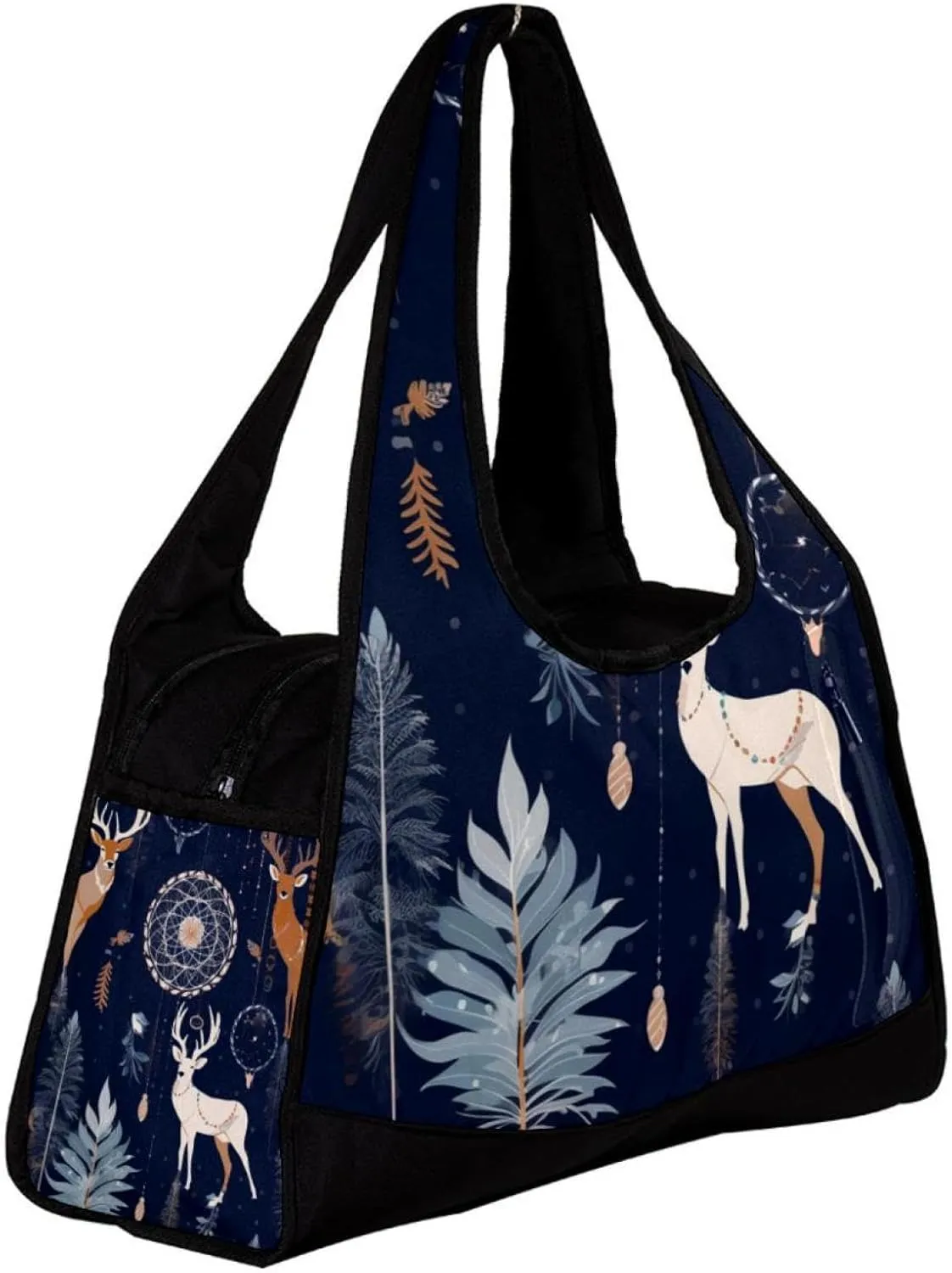 Weekender Travel Bag,Small Gym Bag,Bohemia Feather Deer Dream Catcher,Gym Duffle Bag