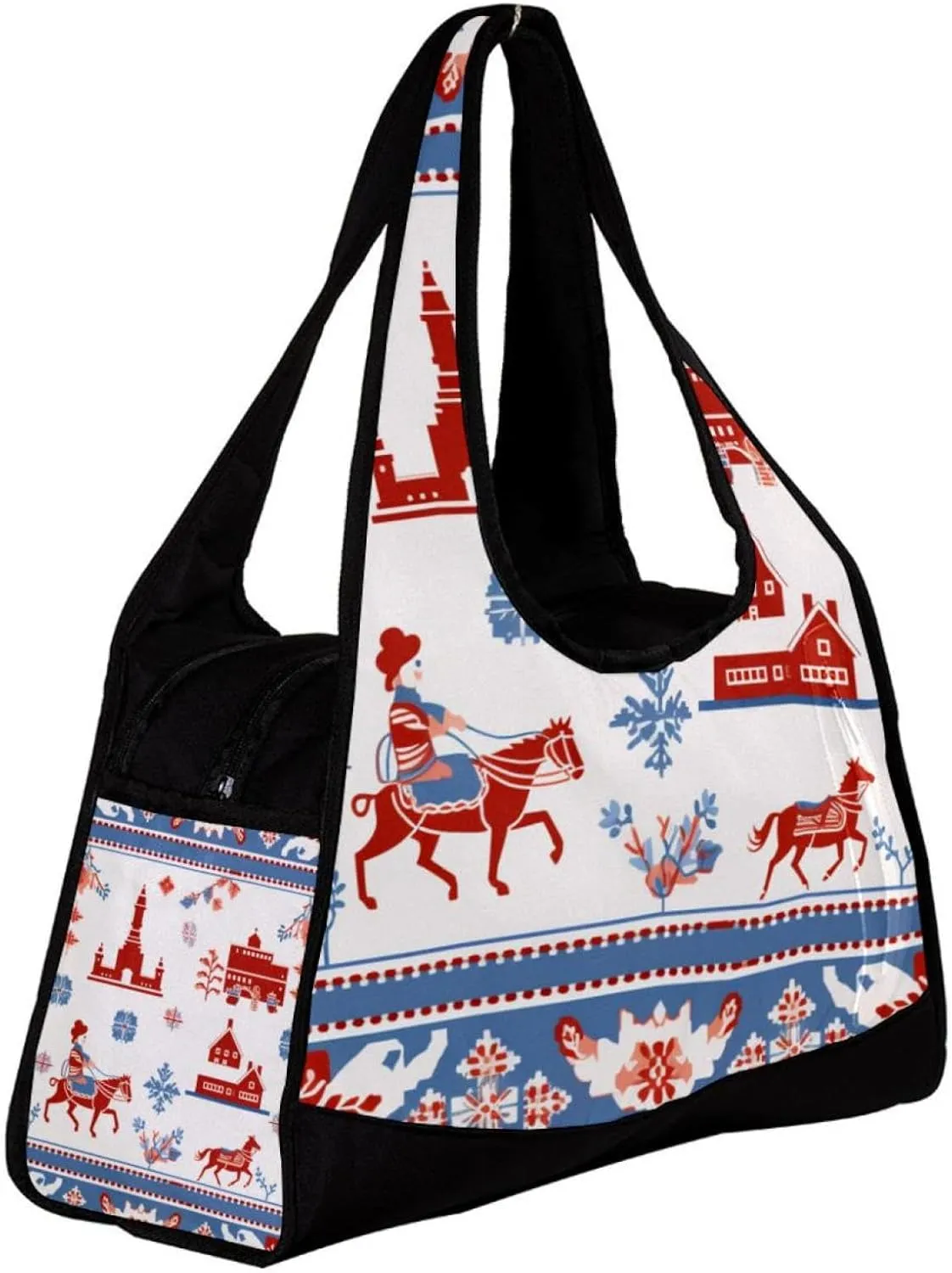 Weekender Travel Bag,Small Gym Bag,Boho Style Architectural Dog,Gym Duffle Bag