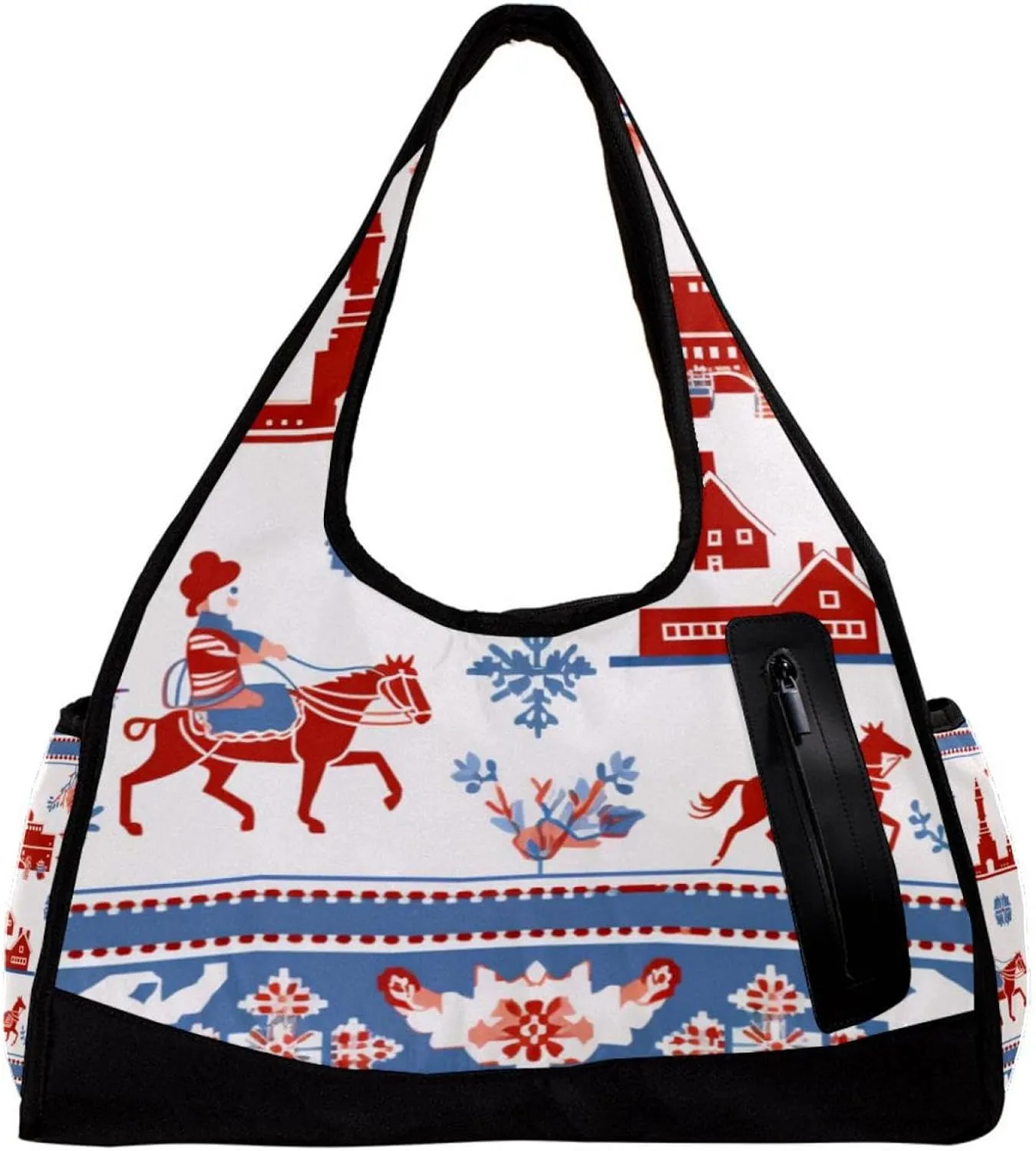 Weekender Travel Bag,Small Gym Bag,Boho Style Architectural Dog,Gym Duffle Bag