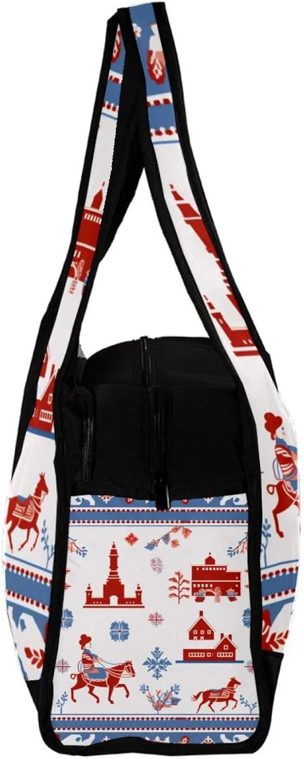 Weekender Travel Bag,Small Gym Bag,Boho Style Architectural Dog,Gym Duffle Bag