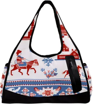 Weekender Travel Bag,Small Gym Bag,Boho Style Architectural Dog,Gym Duffle Bag